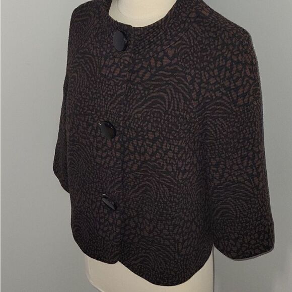 Vintage Chaus Brown Black Patterned‎ 3 button 3/4 sleeve blazer jacket - Picture 7 of 12